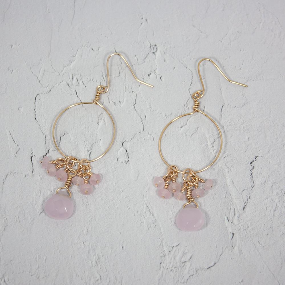 Pink Chalcedony and Jade Cluster Hoop Earrings – Sarah Jones1