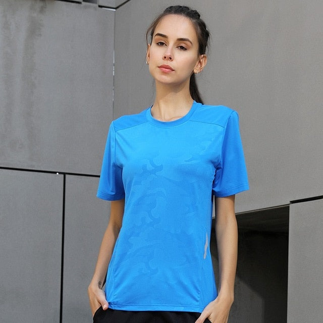 Women Dry Quick Short Sleeve Slim Sport T Shirt Gym Jerseys Fitness Shirt Trainer Running T-shirts Breathable Exercises Yoga