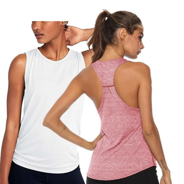 MAIJION Women  Yoga Shirts Sleeveless Yoga Tank Tops Sexy Mesh Back Workout Quick Dry Sports Vest Ladies Running T Shirt